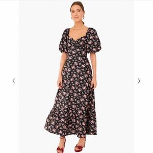 Black Floral Seaport Midi Dress by Hyacinth House